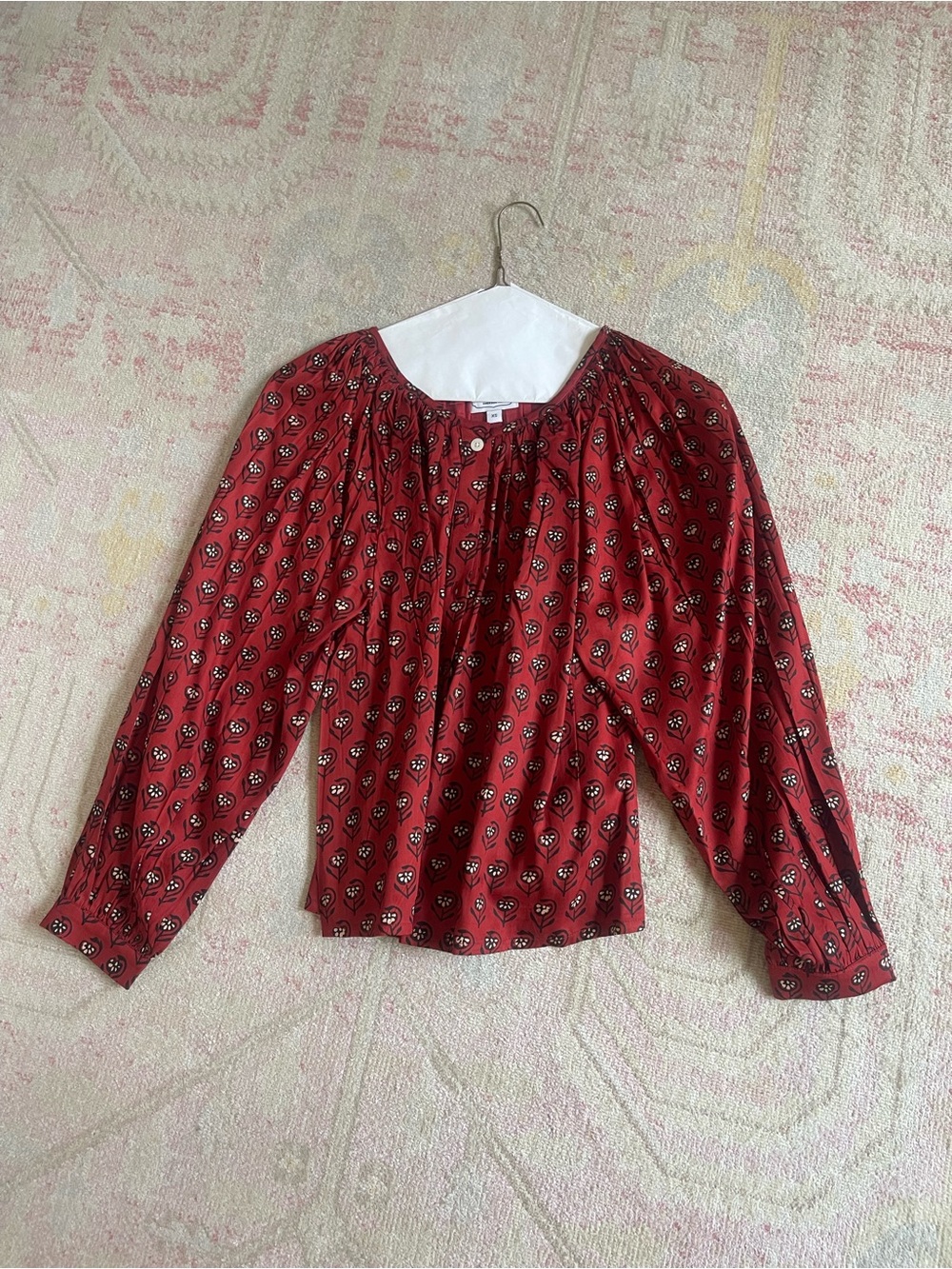 Emerson Fry Red Printed Peasant Blouse